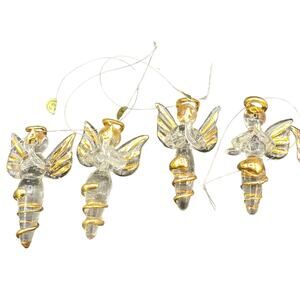 SET of 3 VTG House of Lloyd Spun Glass Angel Minature Ornament Around The World